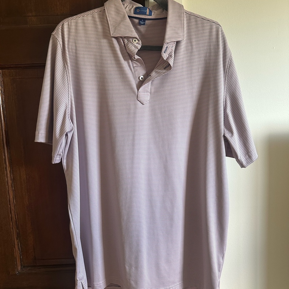 Stitch Golf Pink and Gray Striped Polo Shirt Classic Design
